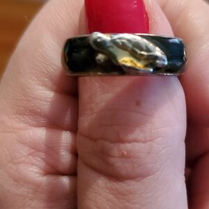 Epoxy Goldtone Turtle ring